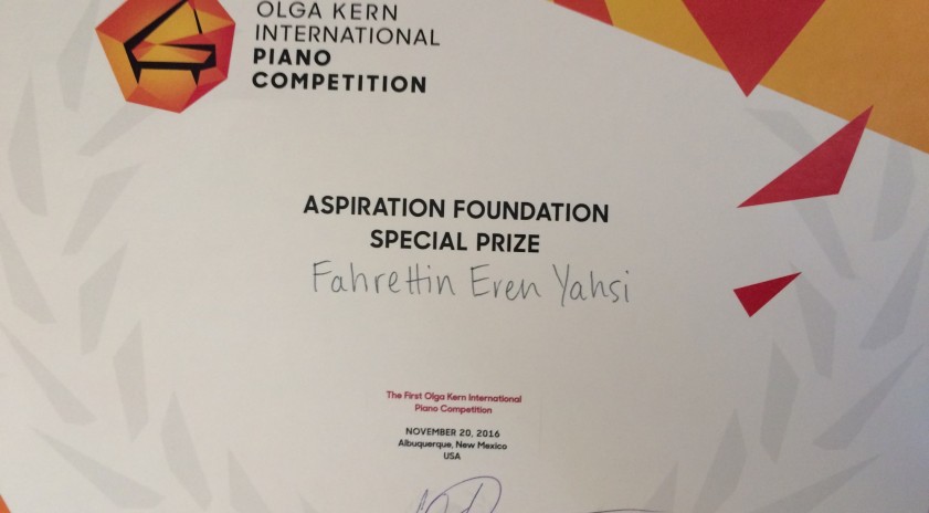 Eren Yahşi, “Aspiration Special Prize” özel ödülünün sahibi oldu