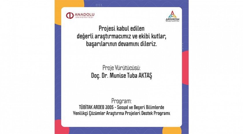 Prof. Dr. Aktaş’ın yürütücülüğünü yaptığı proje TÜBİTAK tarafından desteklenmeye hak kazandı